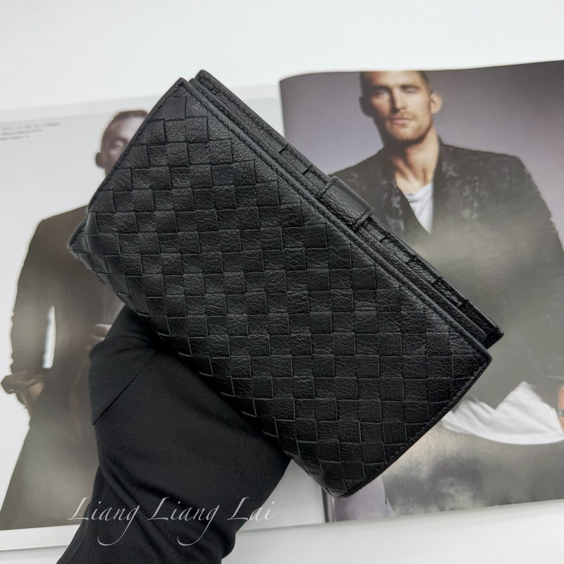 BOTTEGA VENETA BV 經典編織小羊皮對折扣式黑色中夾-17