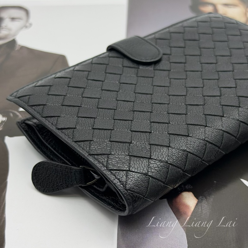 BOTTEGA VENETA BV 經典編織小羊皮對折扣式黑色中夾-24