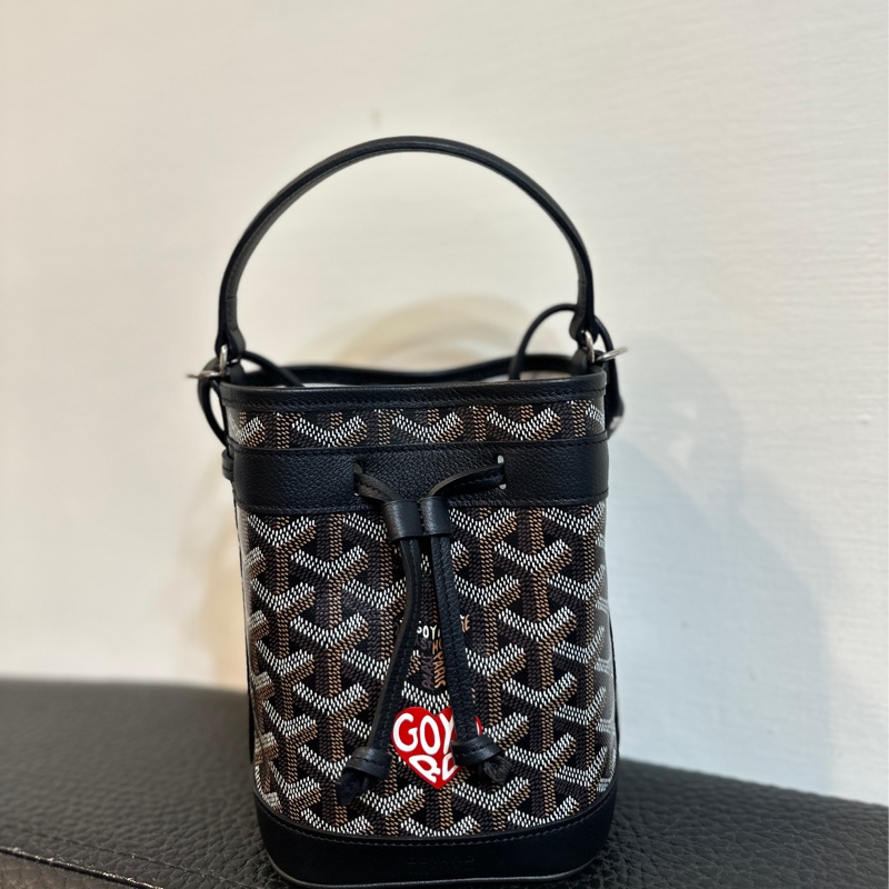 Goyard Mini Petit Flot愛心彩繪系列水桶包-黑色-2