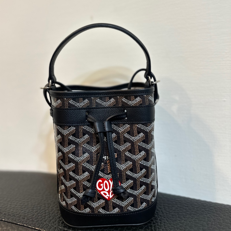Goyard Mini Petit Flot愛心彩繪系列水桶包-黑色-5