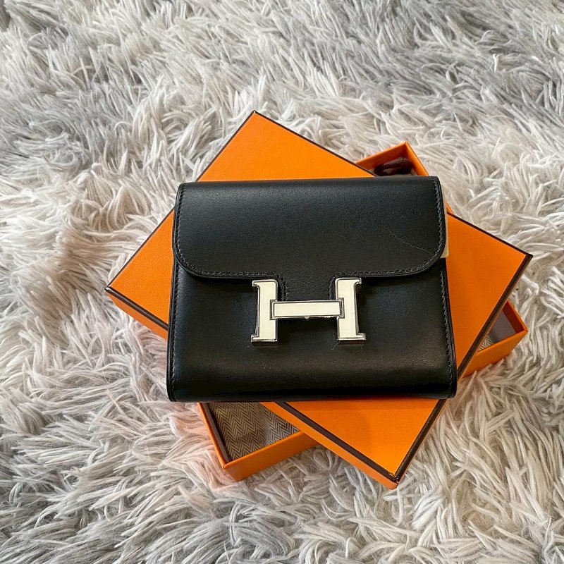 HERMES Constance slim 大款 黑色 夜光 H釦 康康 腰包 短夾 錢包 Y刻-0