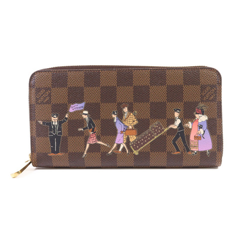 LOUIS VUITTON Damier Ebene Zippy Wallet金扣長錢包