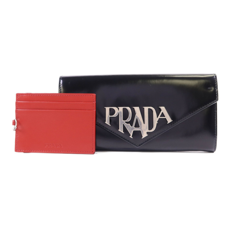 PRADA 牛皮皮革Spazzolato Long Wallet銀扣長錢包1MN037-0