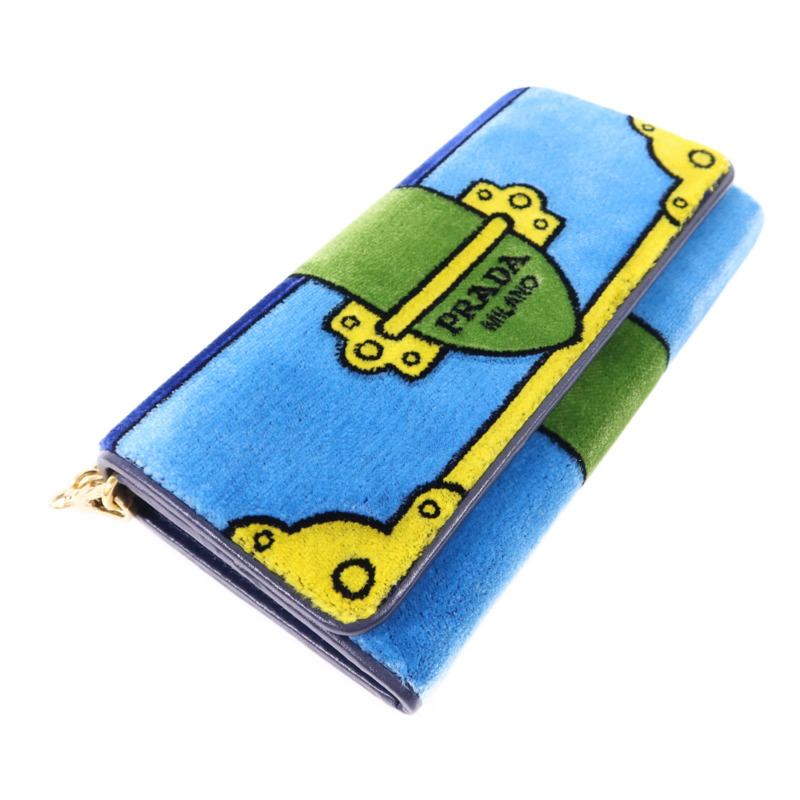 PRADA 天鵝絨Cahier Long Wallet金扣長錢包1MN019-2