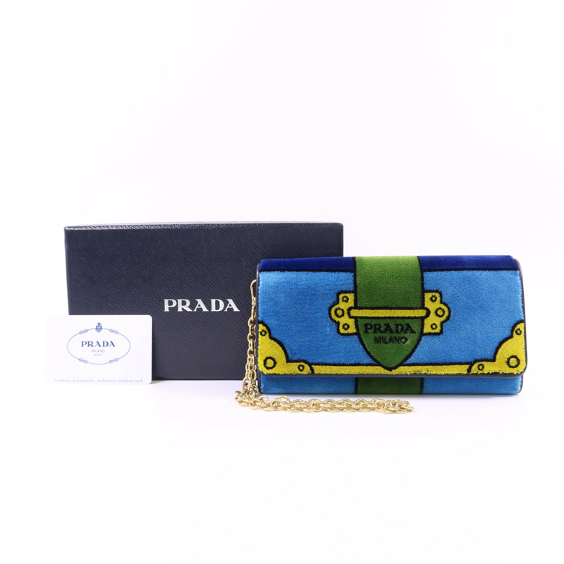 PRADA 天鵝絨Cahier Long Wallet金扣長錢包1MN019-14