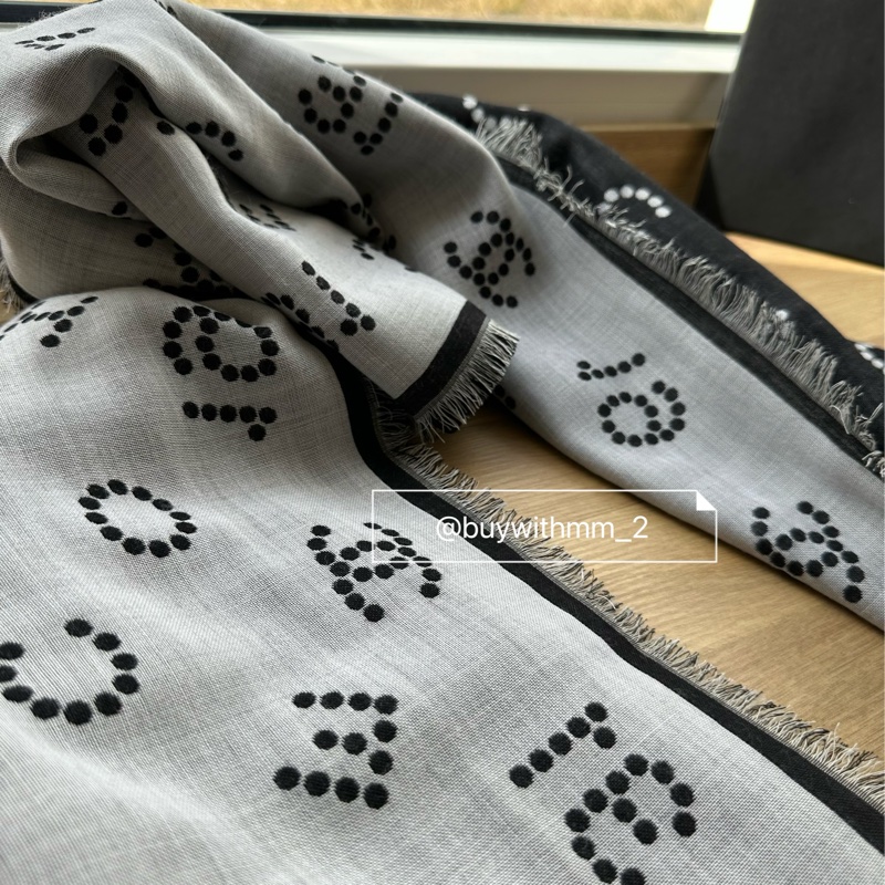 ⭐️賣場有滿額折扣⭐️香奈兒 雙面黑灰披肩圍巾-3