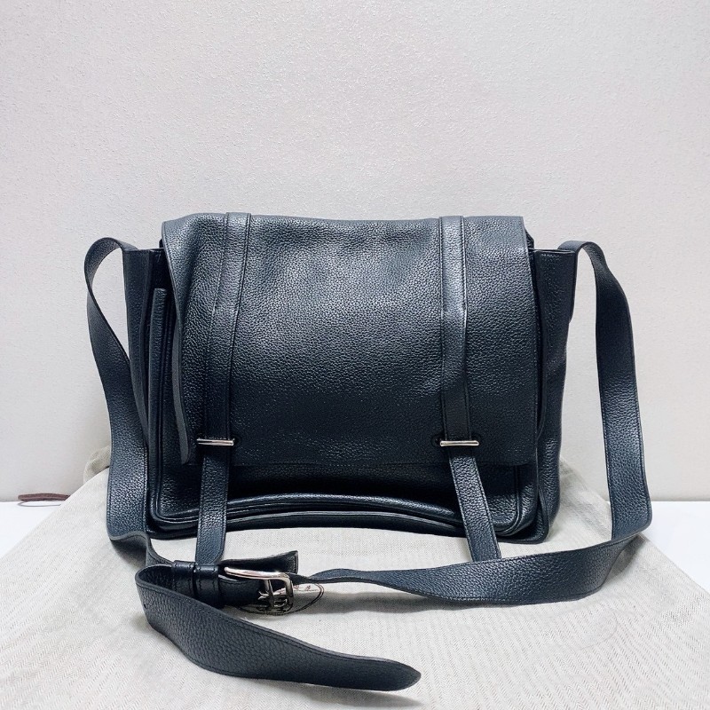Hermes Steve中號深藍色tc皮 斜背包肩背包-0