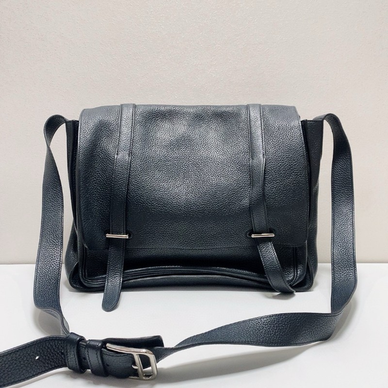 Hermes Steve中號深藍色tc皮 斜背包肩背包-1