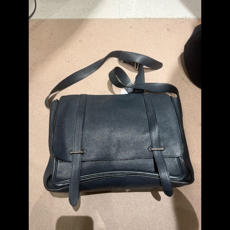 Hermes Steve中號深藍色tc皮 斜背包肩背包-8