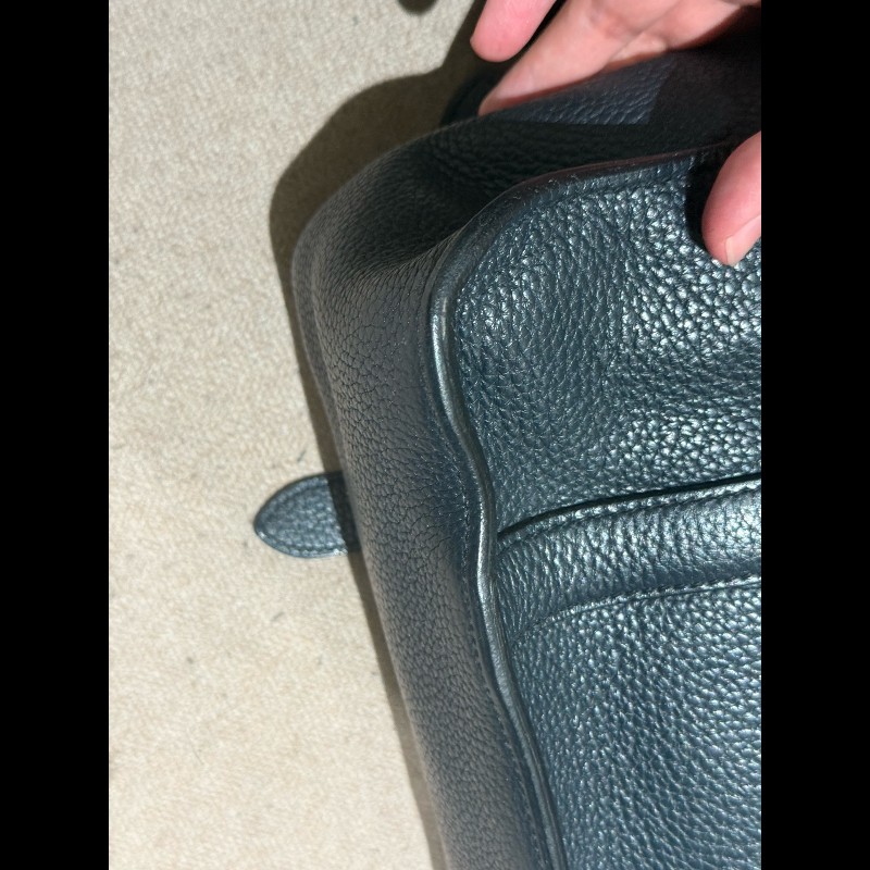 Hermes Steve中號深藍色tc皮 斜背包肩背包-13