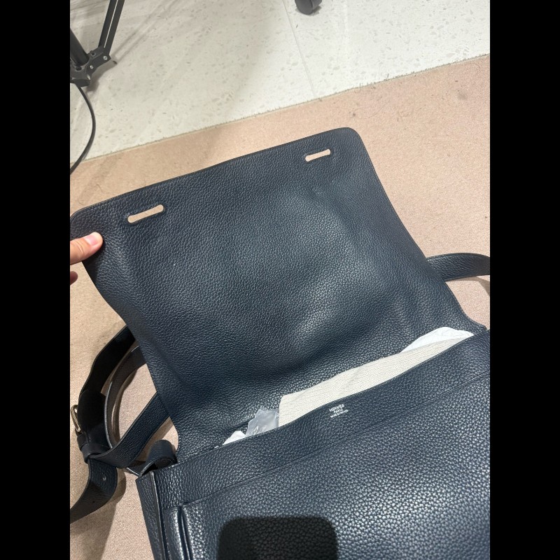 Hermes Steve中號深藍色tc皮 斜背包肩背包-18