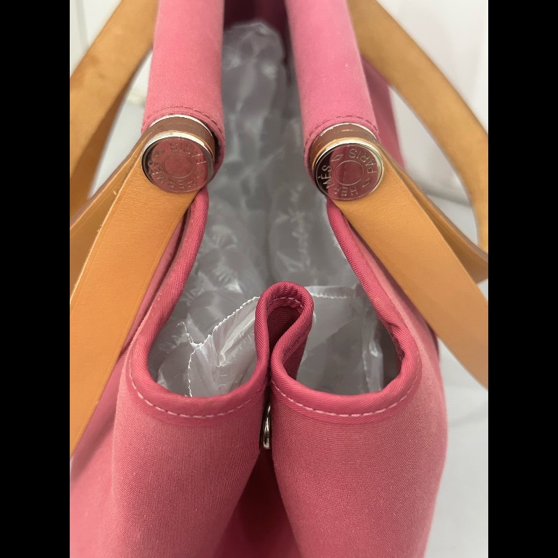 Hermes cabag 帆布包 手提單肩包 玫粉色-6