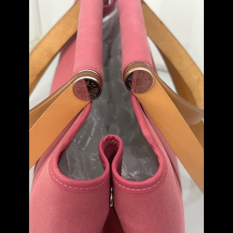 Hermes cabag 帆布包 手提單肩包 玫粉色-7