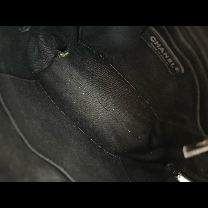 Chanel/香奈兒 黑銀托特鏈條包 荔枝紋牛皮-5
