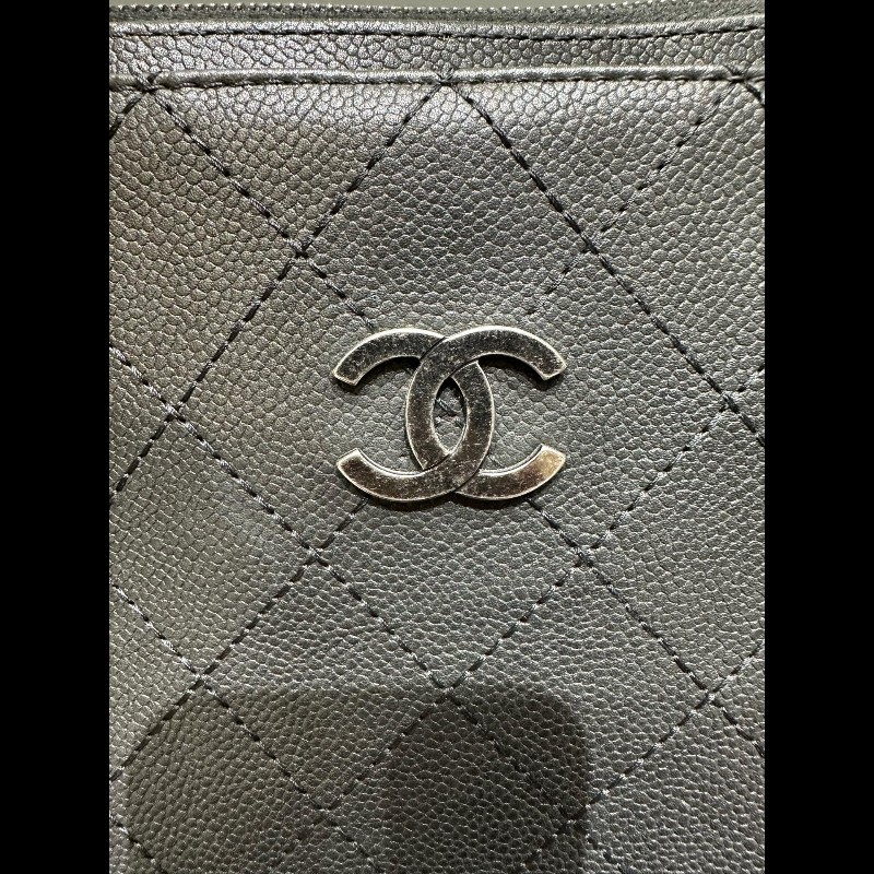 Chanel/香奈兒 黑銀托特鏈條包 荔枝紋牛皮-7