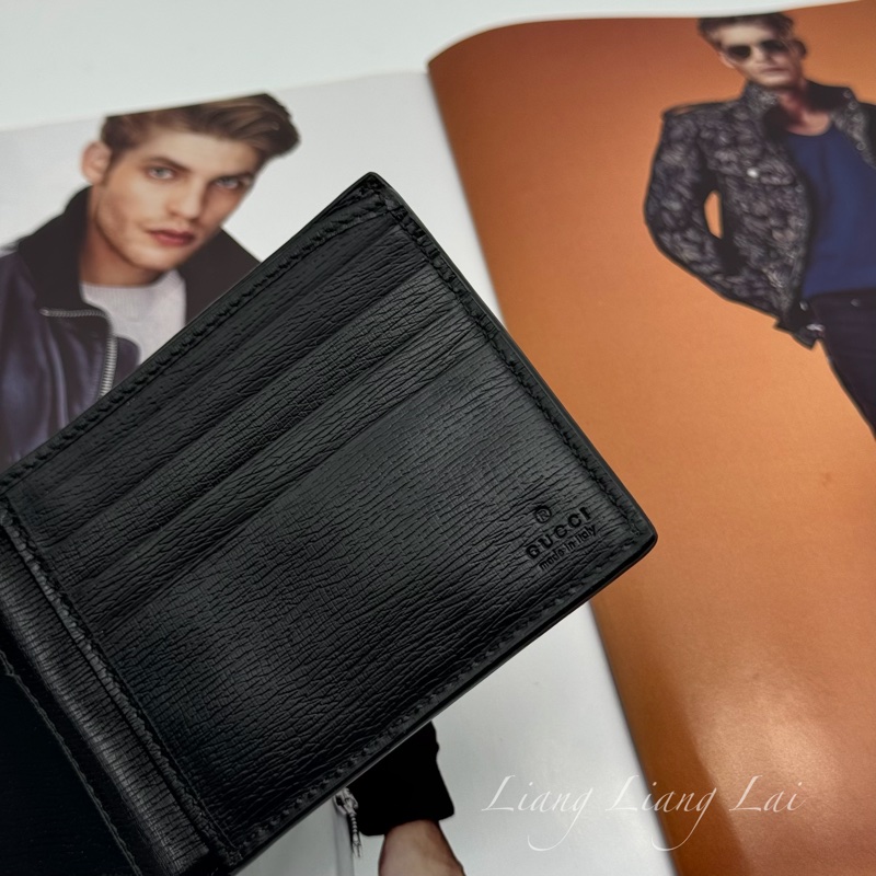 GUCCI 古馳 珊瑚蛇印花黑色對開短夾-4