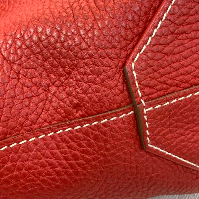 Hermes/愛馬仕Doublesens36 雙面包 拼色雙面橙紅色托特包-8