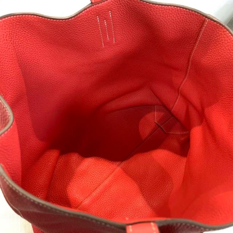 Hermes/愛馬仕Doublesens36 雙面包 拼色雙面橙紅色托特包-11