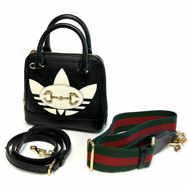 GUCCI 阿迪達斯 Horsebit 1955 手提單肩包 黑色 677212-0