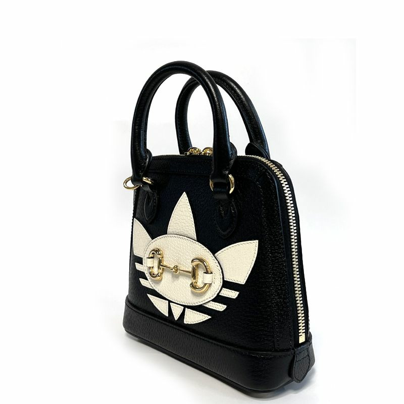 GUCCI 阿迪達斯 Horsebit 1955 手提單肩包 黑色 677212-1
