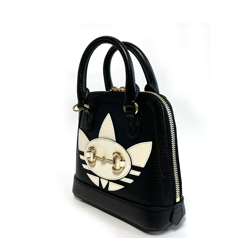 GUCCI 阿迪達斯 Horsebit 1955 手提單肩包 黑色 677212-5
