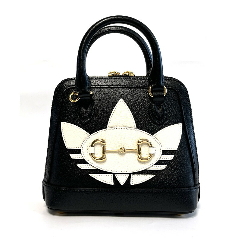 GUCCI 阿迪達斯 Horsebit 1955 手提單肩包 黑色 677212-6