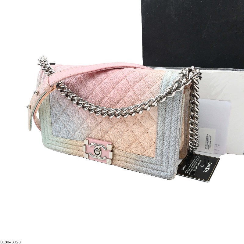 CHANEL leboy 炫彩荔枝牛皮中號25cm 菱格紋-5