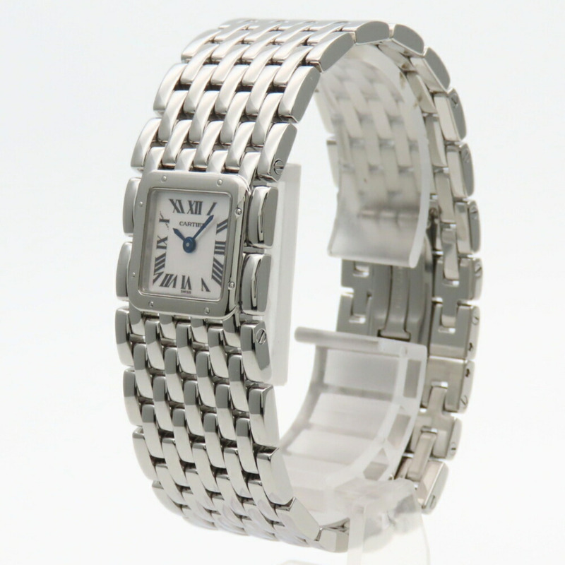 卡地亞 Ruban 2420 女士精鋼銀色腕錶,白色貝殼錶盤-3