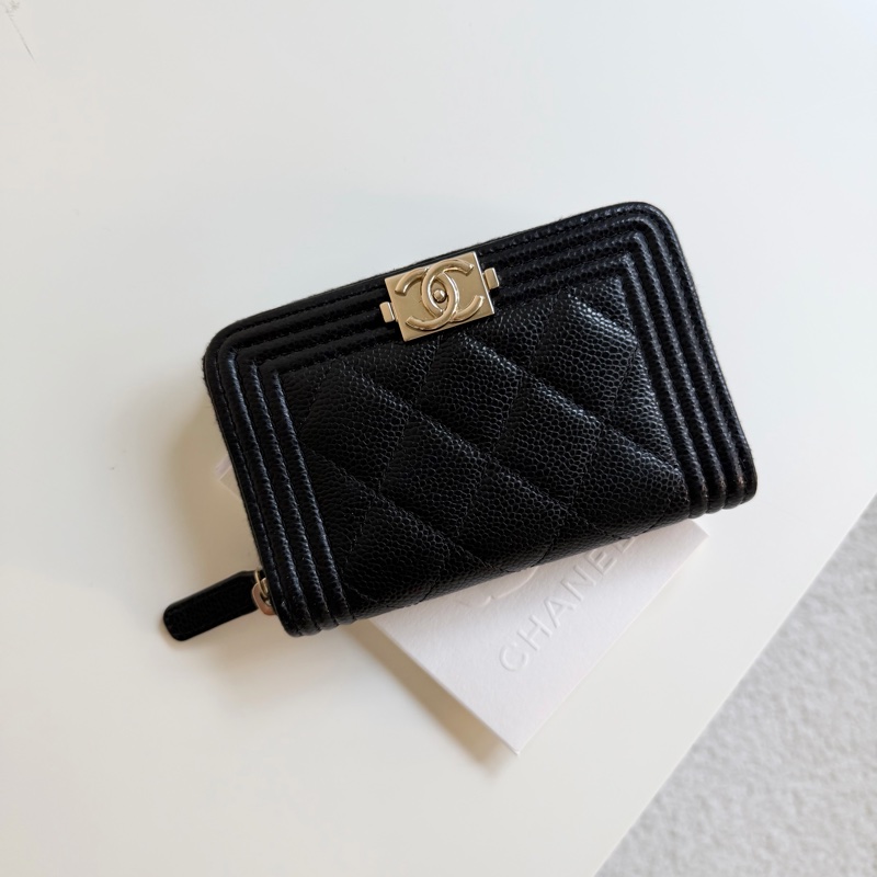 「內裡有拉鏈 加大款」Chanel boy 大款 拉鏈零錢包-0