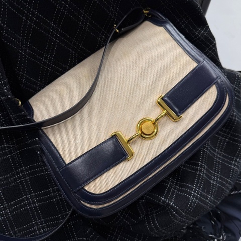 HERMES 愛馬仕帆布馬鞍包 稀品 中古 Vintage