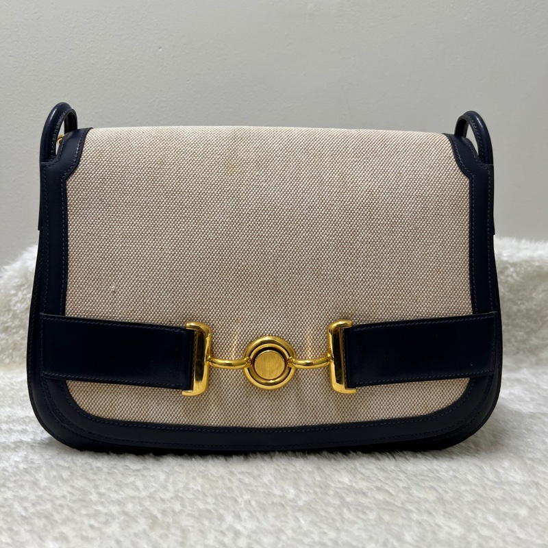 HERMES 愛馬仕帆布馬鞍包 稀品 中古 Vintage-1