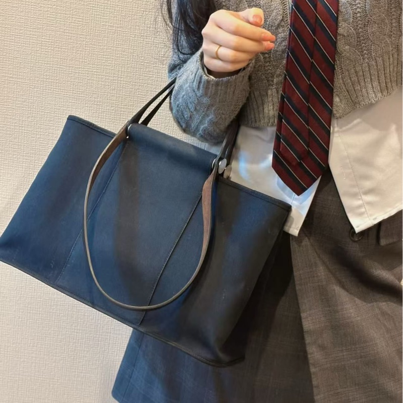 Hermes 愛馬仕 藏藍銀扣cabag Tote-0