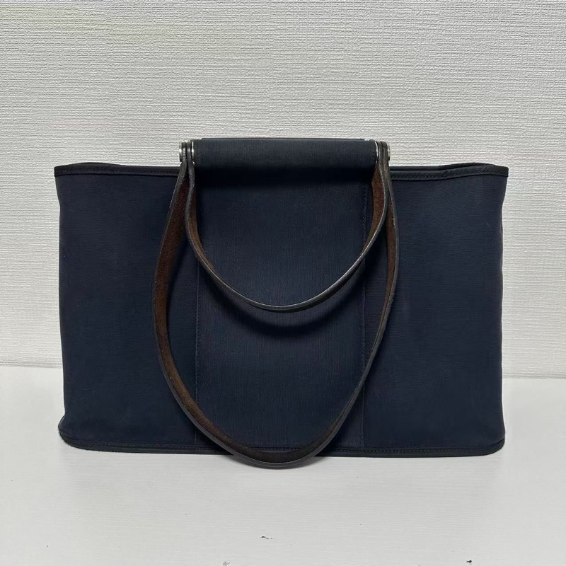 Hermes 愛馬仕 藏藍銀扣cabag Tote-4