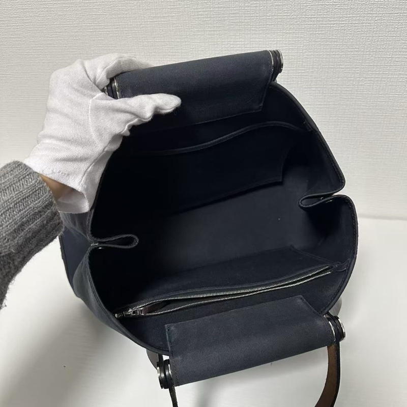 Hermes 愛馬仕 藏藍銀扣cabag Tote-9
