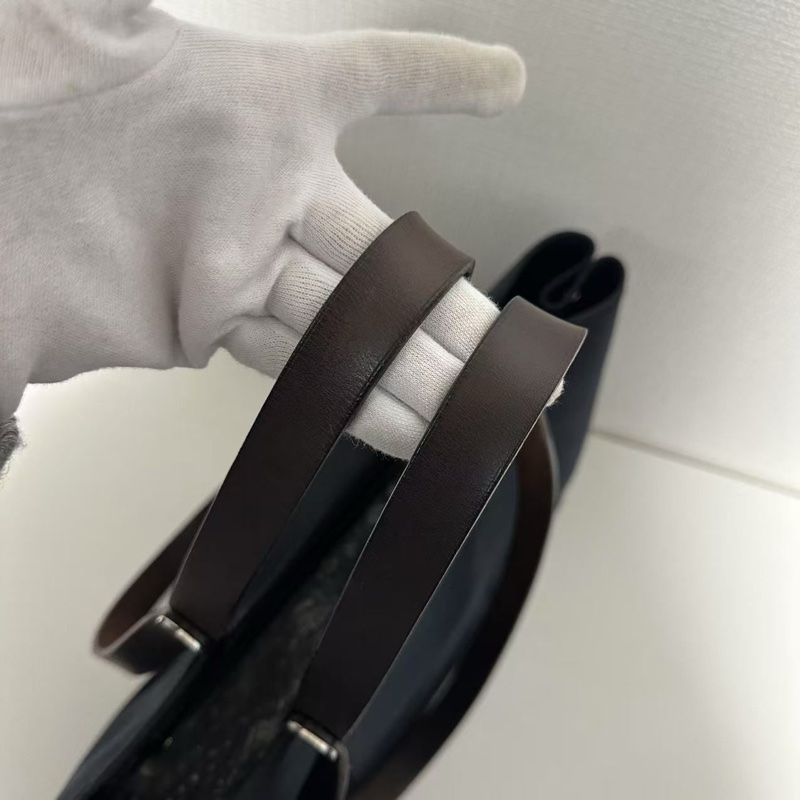 Hermes 愛馬仕 藏藍銀扣cabag Tote-11