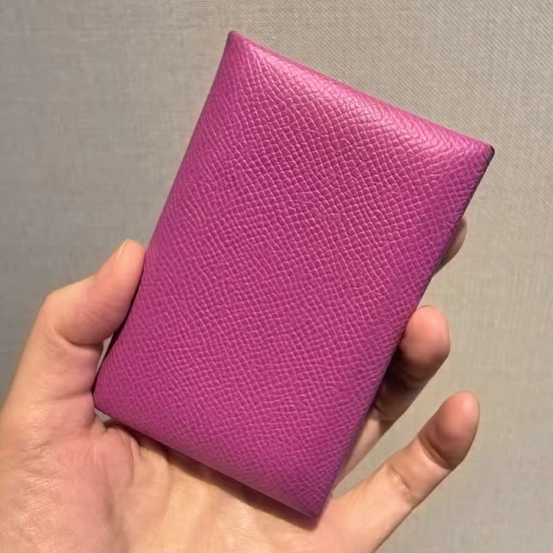 Hermès Calvi 卡片夾｜L3 玫瑰紫保證正品 9成新-0