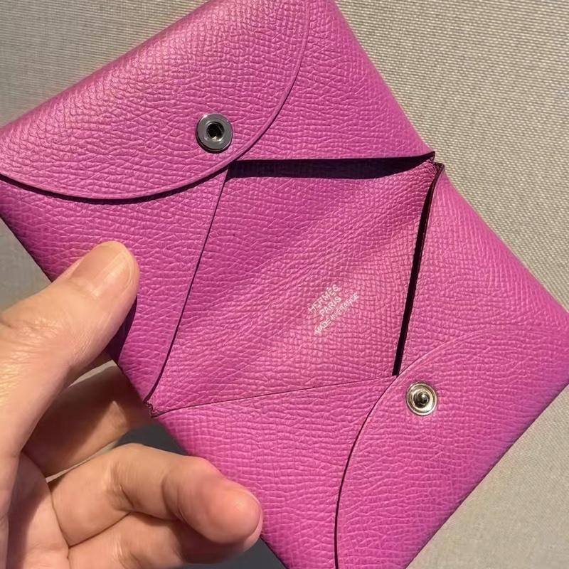 Hermès Calvi 卡片夾｜L3 玫瑰紫保證正品 9成新-7