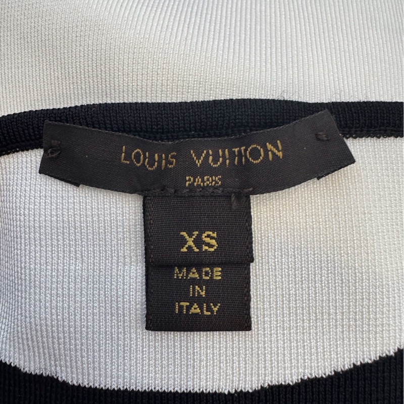 LV路易威登 Louis Vuitton 黑白拼色不規則條紋女款無袖針織衫 XS碼99新-5