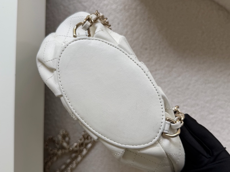 Chanel 白色荔枝皮 雙鏈 後背包-11