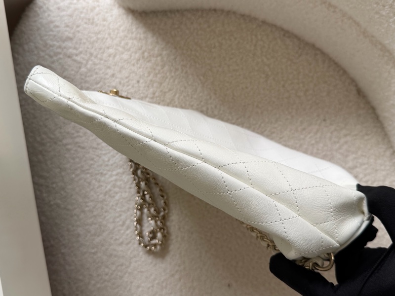 Chanel 白色荔枝皮 雙鏈 後背包-15