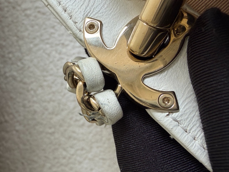 Chanel 白色荔枝皮 雙鏈 後背包-24