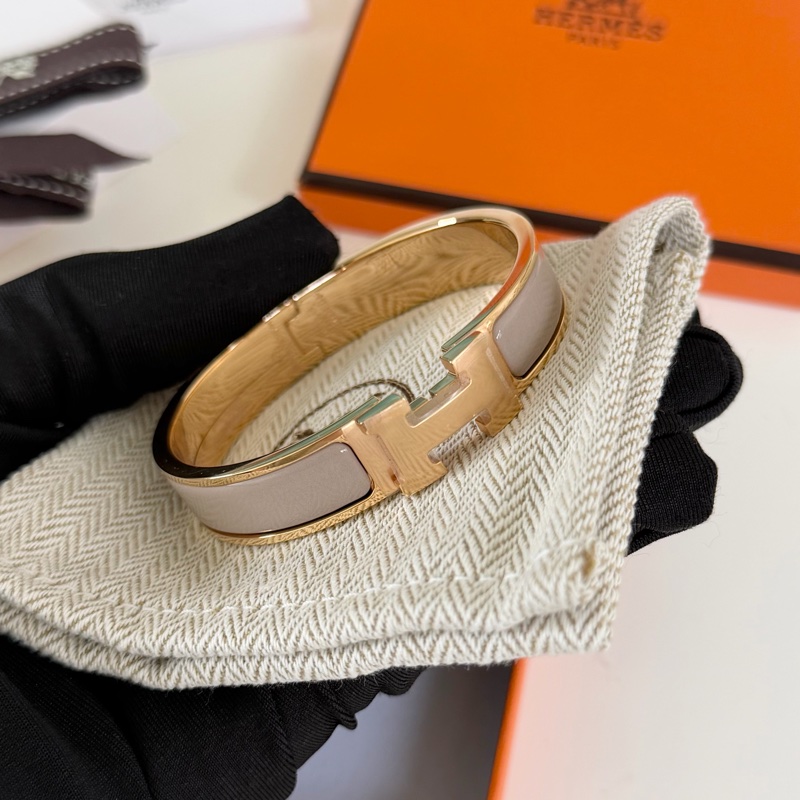 「99新 膠膜未撕」Hermes Clic H手環 奶茶色x玫瑰金-0