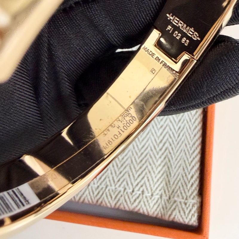 「99新 膠膜未撕」Hermes Clic H手環 奶茶色x玫瑰金-7