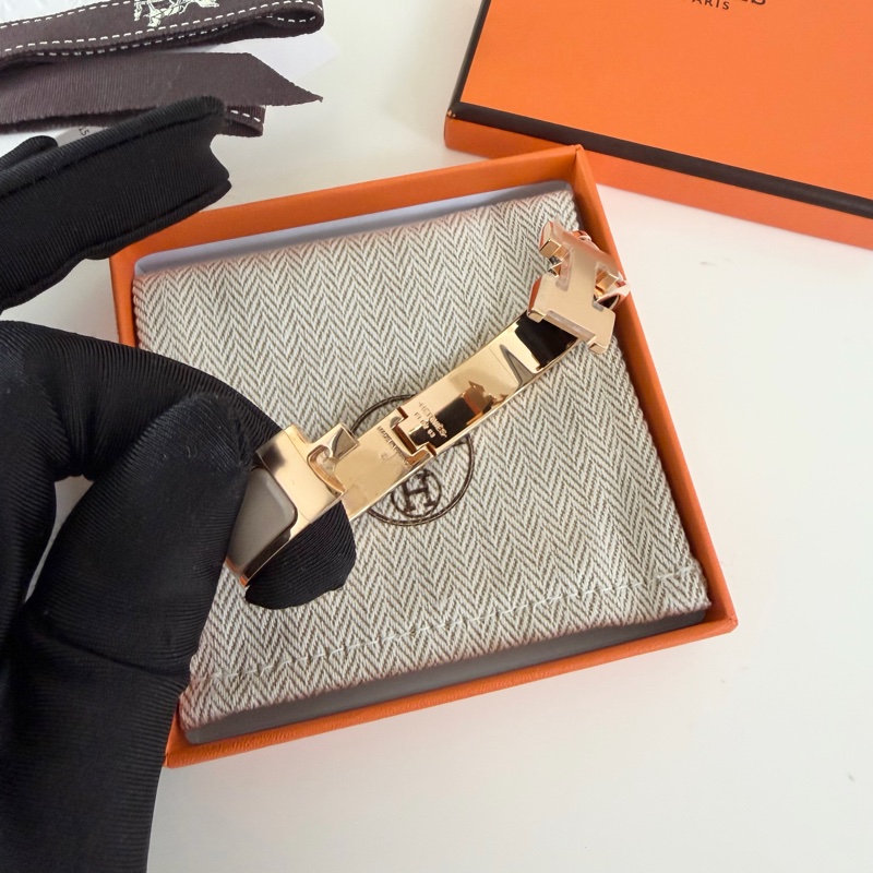 「99新 膠膜未撕」Hermes Clic H手環 奶茶色x玫瑰金-9