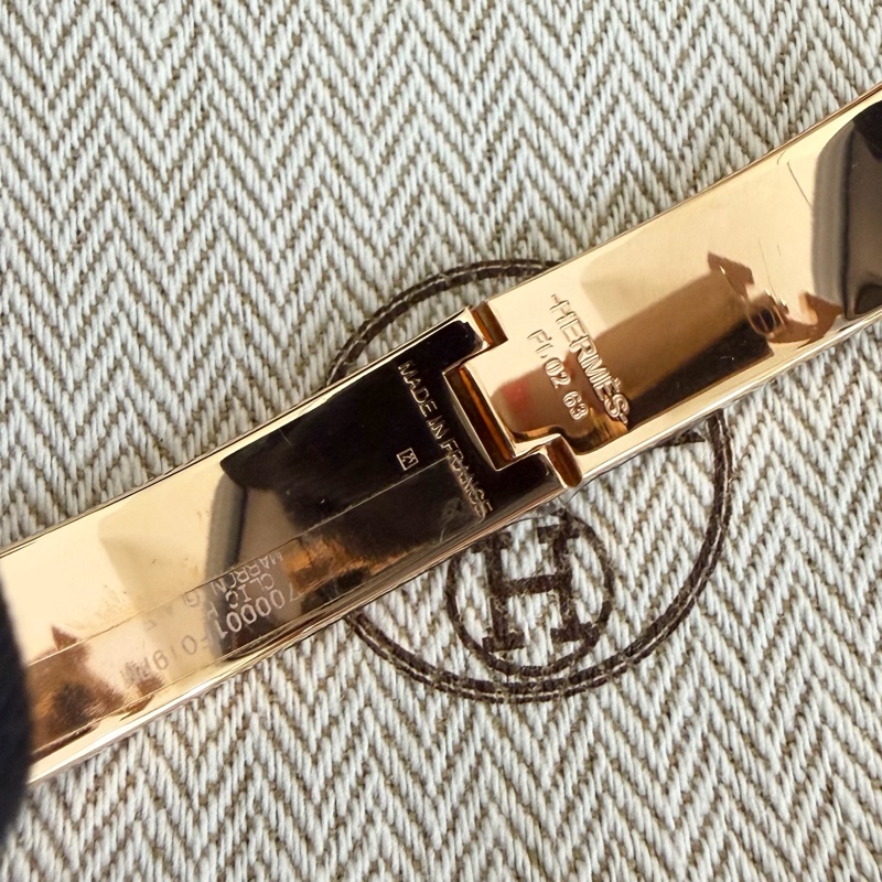 「99新 膠膜未撕」Hermes Clic H手環 奶茶色x玫瑰金-10