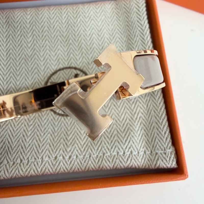 「99新 膠膜未撕」Hermes Clic H手環 奶茶色x玫瑰金-11