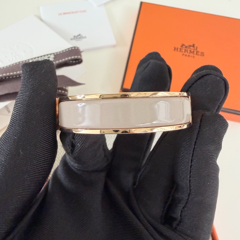 「99新 膠膜未撕」Hermes Clic H手環 奶茶色x玫瑰金-14