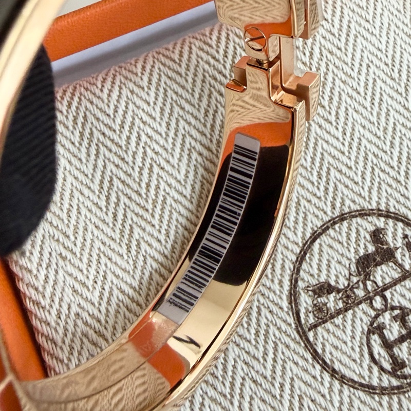 「99新 膠膜未撕」Hermes Clic H手環 奶茶色x玫瑰金-16