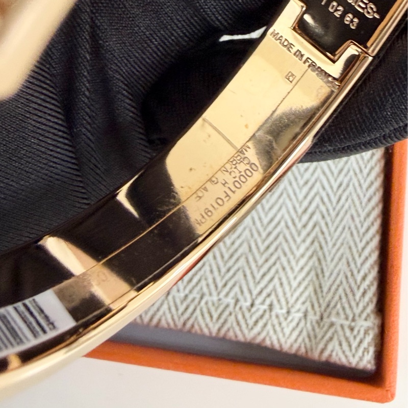 「99新 膠膜未撕」Hermes Clic H手環 奶茶色x玫瑰金-17