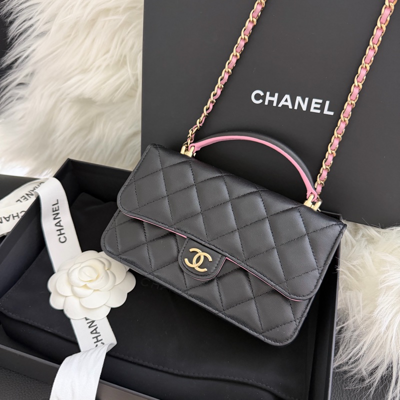 Chanel mini cf 提把woc 粉黑色💕🖤 Blackpink配色-1